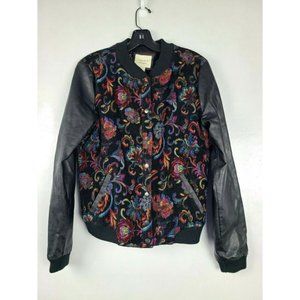 Forever 21 Bomber Jacket Paisley Faux Leather Sz L